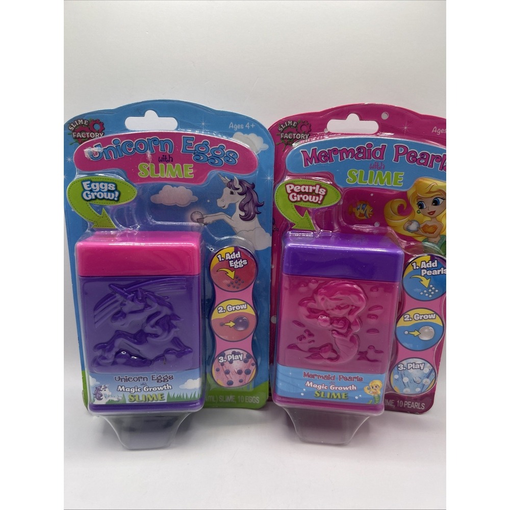 New Lot (2) Slime Factory Mermaid Pearls & Unicorn Eggs Magic Growth Slime NIB